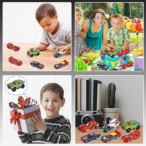 PLUSPOINT Diecast Metal Superhero Car, Pack of 6 mini 1:64scale Metal Cars, Superhero Alloy Push N Go Racing Vehicles for Children Racing Cars for Kids Age 3+ - Image 5