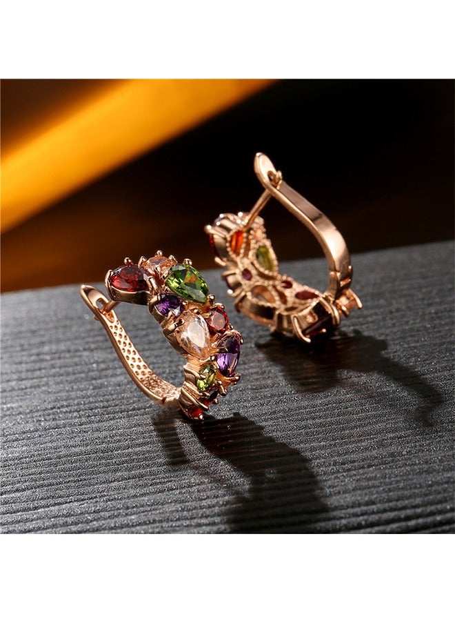 بيوند أقراط زهور كريستال ثلاثية الأبعاد، مضادة للصدأ والبهتان، أقراط زركونأقراط زهور كريستال ثلاثية الأبعاد، مضادة للصدأ والبهتان، أقراط زركون مضادة للحساسية، هدية مجوهرات عصرية للنساء (ملونة) مضادة للحساسي - Image 5