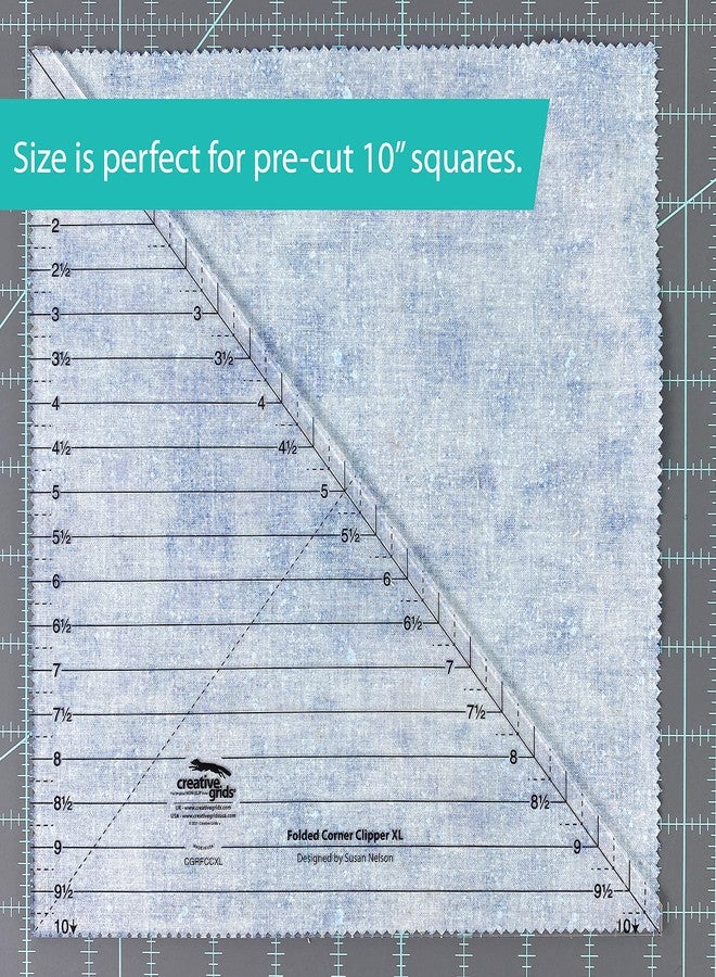 Creative Grids Folded Corner Clipper XL Quilt Tool - CGRFCCXL - Made in USA, 10in x 10in, Non-Slip Grip Acrylic Quilting, Sewing, Crafting, Patchwork Ruler & Template - Image 2