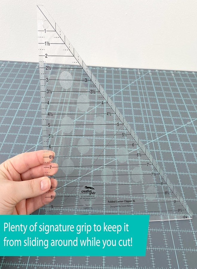 Creative Grids Folded Corner Clipper XL Quilt Tool - CGRFCCXL - Made in USA, 10in x 10in, Non-Slip Grip Acrylic Quilting, Sewing, Crafting, Patchwork Ruler & Template - Image 4