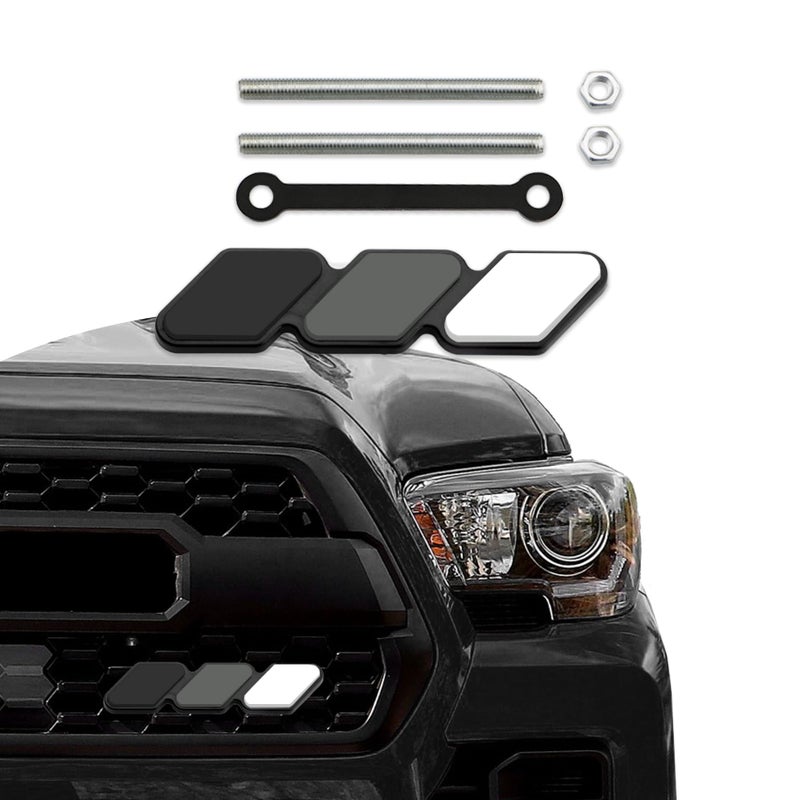 CHRYMUM TRD Grille Decor Badge, 3-Color Upgrade Emblem, Grille Insert Trims, Tri-Color Grille Badge Emblem Car Decoration Accessories Fit for Tacoma 4Runner Tundra Sequoia Rav4 Highlander (Grey White) - Image 1