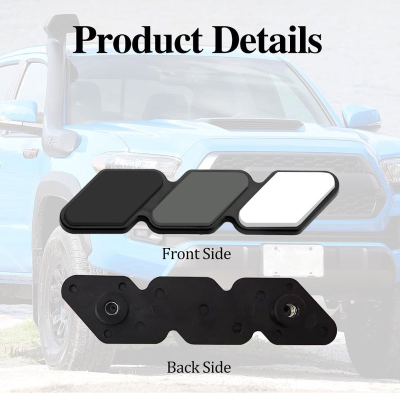 CHRYMUM TRD Grille Decor Badge, 3-Color Upgrade Emblem, Grille Insert Trims, Tri-Color Grille Badge Emblem Car Decoration Accessories Fit for Tacoma 4Runner Tundra Sequoia Rav4 Highlander (Grey White) - Image 3