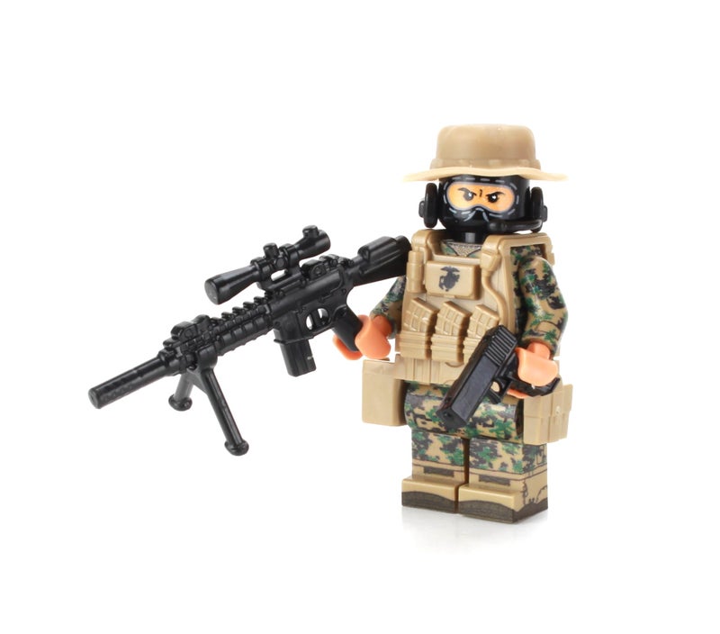 Battle Brick 16 Inches Tall Marine Force Recon Sniper Custom Minifigure Collectible Genuine Military Minifig Printed Camo Gear Made in the USA Great Gift for Ages 10 to Adult AFOL - Image 2