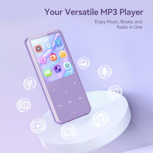 AGPTEK 64GB MP3 Player with Bluetooth, M3 2.4 inch Music Player with Speaker and FM Radio, Touch Buttons, Supports Up to 128GB(Purple) - Image 2