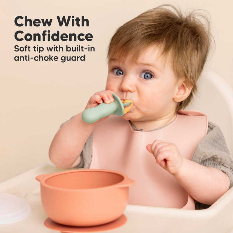 KeaBabies 4-Pack Silicone Baby Spoons and Forks Set - Baby Led Weaning Utensils 6-12 Months, Self Feeding Toddler Spoon & Fork for Training, Teething, Easy to Hold, BPA-Free Silicone (Mellow) - Image 4