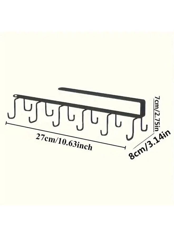 Black Under Shelf Dual Row Cup Holder Hooks Heavy Duty Iron Space Saving Organizer - Image 5