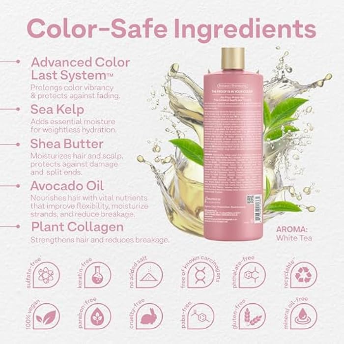 Colorproof Smooth Shampoo 32 Fl. Oz. Smoothing Anti-Frizz Shampoo with with a Frizz-Fighting, Gentle, Cleansing, Hydrating Color-Protection Formula for Color Treated Hair, White Tea Scent - Image 3