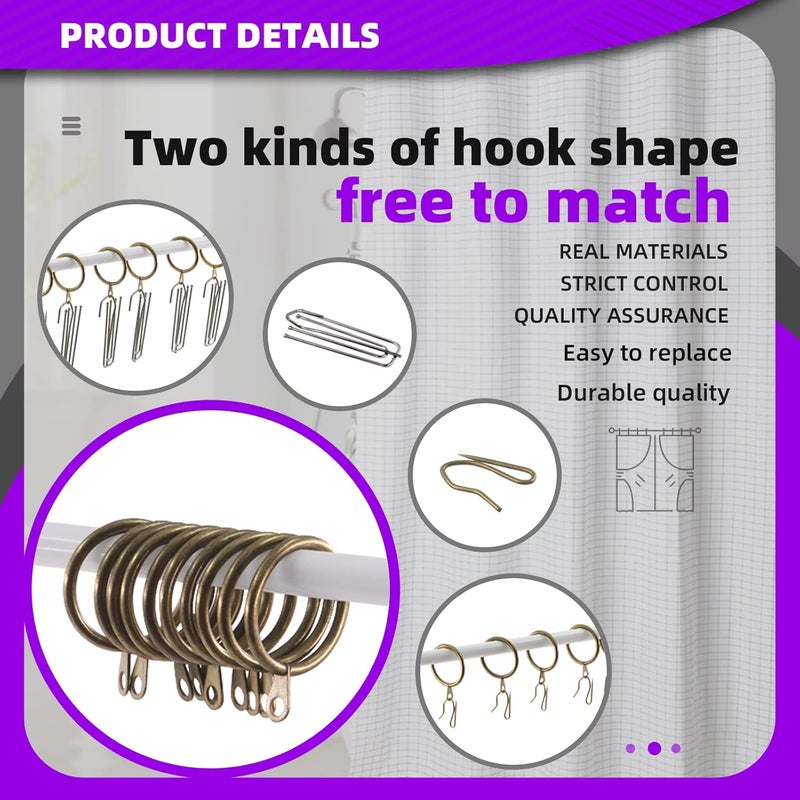 Swpeet 120Pcs Bronze 1.35 Inch - 30mm Metal Drapery Curtain Rings Curtain Hanging Rings and Stainless Steel 4 Prongs Pinch Pleat Hook with Drapery Curtain Pin-on Hooks Pins for Window, Shower Curtain - Image 5
