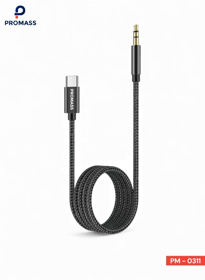 بروماس كابل الصوت محول النوع سي إلى 3.5ملم بطول 1 متر للسيارة متوافق - ايفون 16 ايبود برو/اير 2024 سامسونج S24 الترا S24/23 بكسل 5 - Image 1