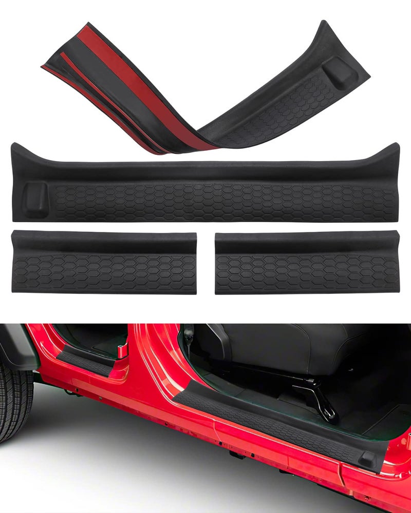 QMPARTS Door Sill Guards Kit for Gladiator JT Wrangler JL 4 Doors 2018-2024, Door Entry Guard Protector Accessories - Black Entry Scuff Plate Cover (4pcs Set) - Image 1