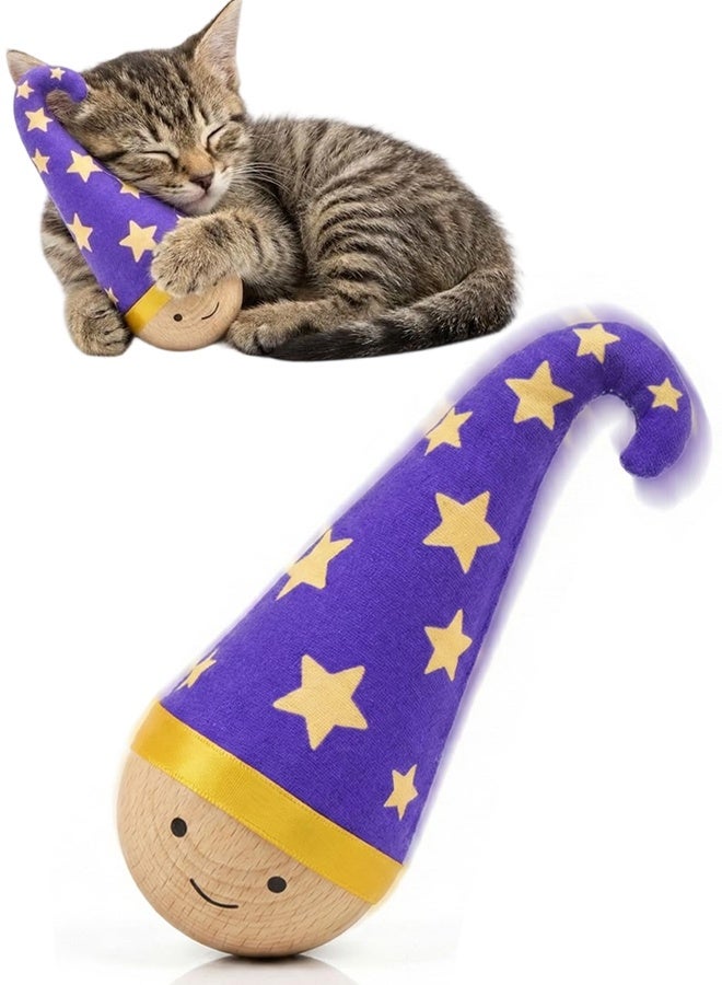 Solid Wood Wobbler Cat Toy with Catnip, Interactive 360° Irregular Motion Cat Punching Bag, Noiseless Physical Drive Durable Hardwood Play Toy with Smooth Rounded Finish, Boredom Relief Self-Play Pet Toy for Indoor Cats Daily Exercise and Mental Stimulation - Image 1