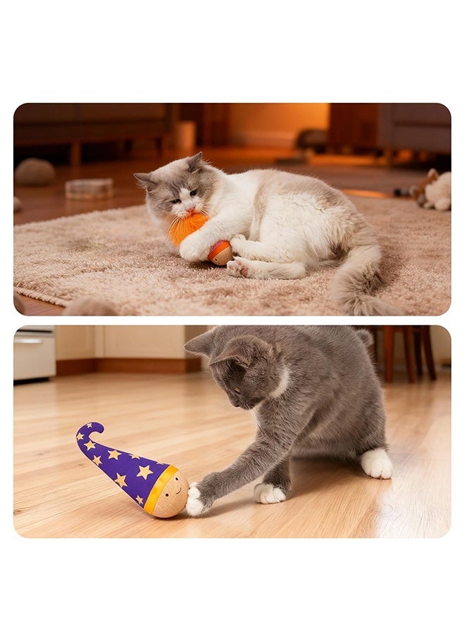 Solid Wood Wobbler Cat Toy with Catnip, Interactive 360° Irregular Motion Cat Punching Bag, Noiseless Physical Drive Durable Hardwood Play Toy with Smooth Rounded Finish, Boredom Relief Self-Play Pet Toy for Indoor Cats Daily Exercise and Mental Stimulation - Image 4