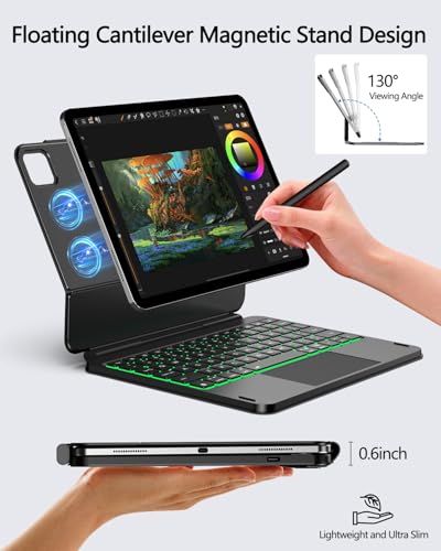 ORDA Keyboard Case for iPad Pro 13-inch (M4,2024) iPad Pro 13" Case with Keyboard Magic Keyboard with iPadOS Shortcut Keys,Easy-Set Floating Cantilever Magnetic Stand,Multi-Gesture Trackpad,7-Backlit - Image 5