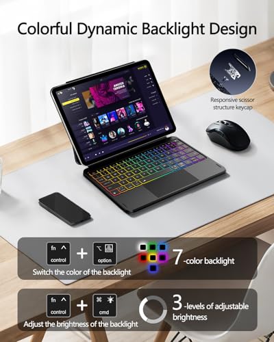 ORDA Keyboard Case for iPad Pro 13-inch (M4,2024) iPad Pro 13" Case with Keyboard Magic Keyboard with iPadOS Shortcut Keys,Easy-Set Floating Cantilever Magnetic Stand,Multi-Gesture Trackpad,7-Backlit - Image 3