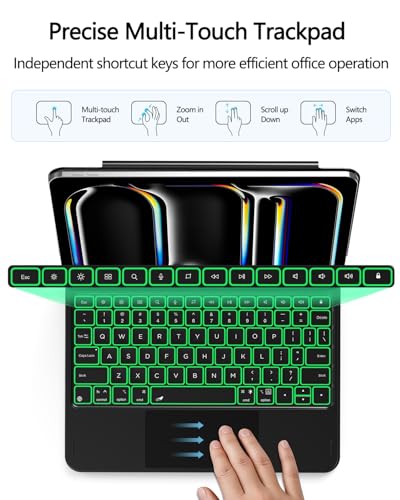 ORDA Keyboard Case for iPad Pro 13-inch (M4,2024) iPad Pro 13" Case with Keyboard Magic Keyboard with iPadOS Shortcut Keys,Easy-Set Floating Cantilever Magnetic Stand,Multi-Gesture Trackpad,7-Backlit - Image 4
