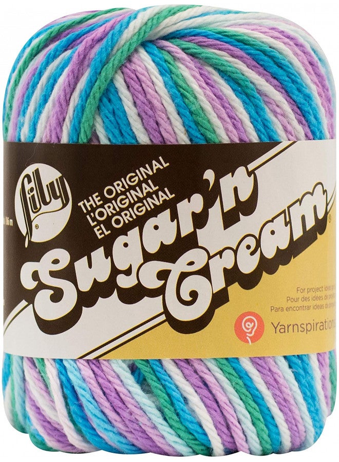 Lily Sugar 'N Cream The Original Ombre Yarn, 2oz, Gauge 4 Medium, 100% Cotton, Beach Ball Blue - Machine Wash & Dry - Image 1