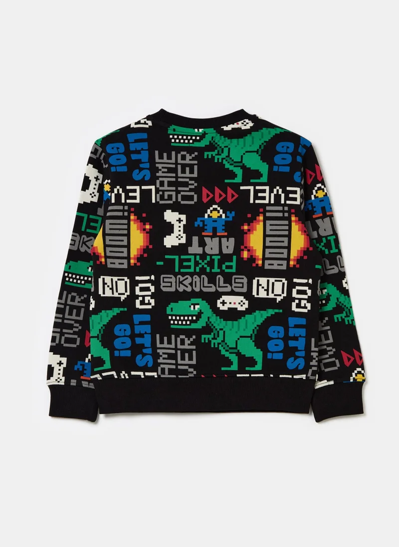 Ovs Sweatshirt with gaming dinosaur print