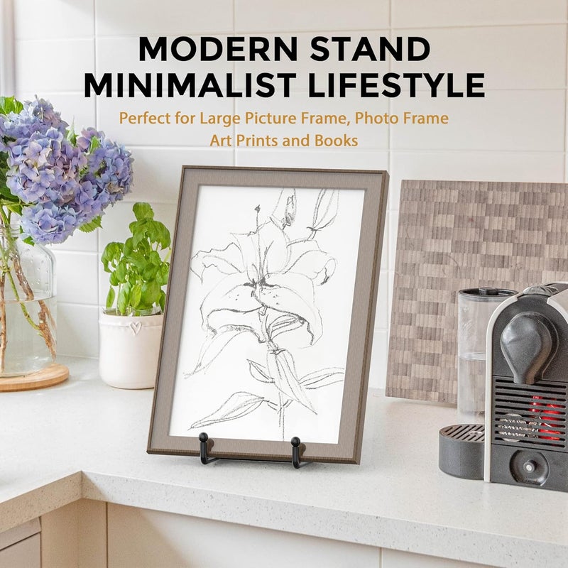 TRLife 10 Inch Large Plate Stands for Display - Metal Plate Holder Display Stand + Picture Frame Holder Stand + Small Easels for Decorative Platter, Book, Plaques, Photo, Tabletop Art (2 Pack) - Image 5