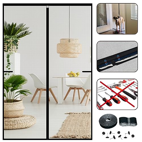 CHIYUNS Screen Door Mesh Magnetic Closure 34 x 80 inch, Self Closing Fiberglass Mosquito Net with Magnet for Doors, Heavy Duty Bug Fly Screens Curtain for Doorway, Keep Bugs Out, Pet Friendly - Image 1