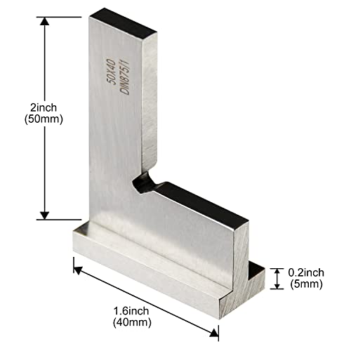 Boomgood Precision Machinist Square 2 Inch Engineer Square 90 Degree Right Angle Ruler Ground Hardened Steel with Seat 2 x 1.6 Inch - Image 5