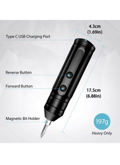 Y&D Cordless Rechargeable Screwdriver, 1200mAh 3.7V Screwdriver Rechargeable, with 10 Magnetic Bits Electric Sets, Forward and Reverse Rotate (Standard)  - Image 2