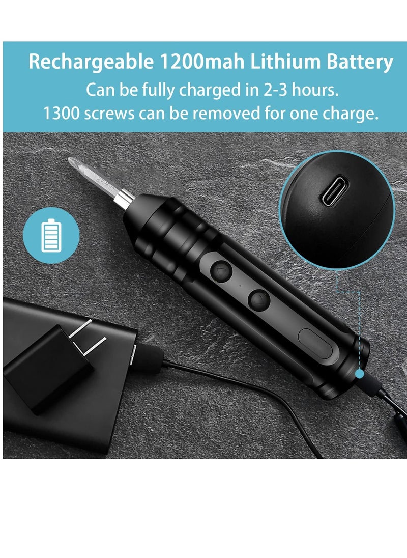 Y&D - Cordless Rechargeable Screwdriver, 1200mAh 3.7V Screwdriver Rechargeable, with 10 Magnetic Bits Electric Sets, Forward and Reverse Rotate (Standard) - Image 1