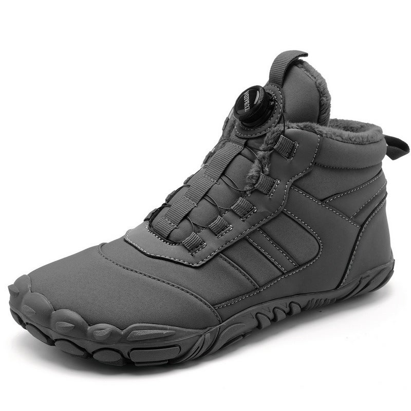 Outdoor Rotating Button Winter Fleece-Lined Waterproof Five-Finger Snow Boots Warm Parent-Child Mid-Help Casual Cotton Shoes - Image 1