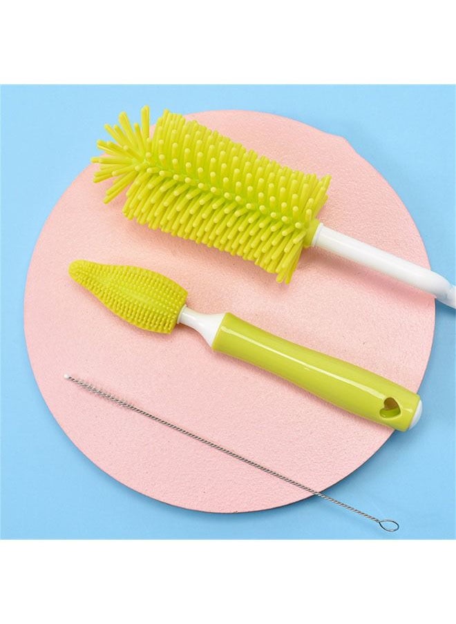 3pcs Bottle Brush 360-degree Rotary Pacifier Cup Cleaning Brushes Handheld Cleaner Brush Washing - Yellow