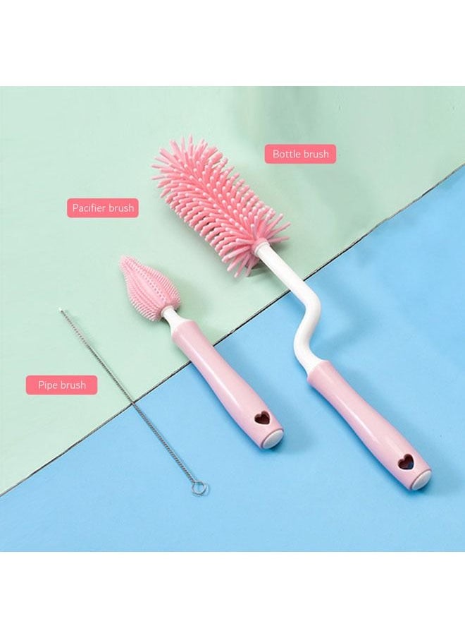 3pcs Bottle Brush 360-degree Rotary Pacifier Cup Cleaning Brushes Handheld Cleaner Brush Washing - Yellow