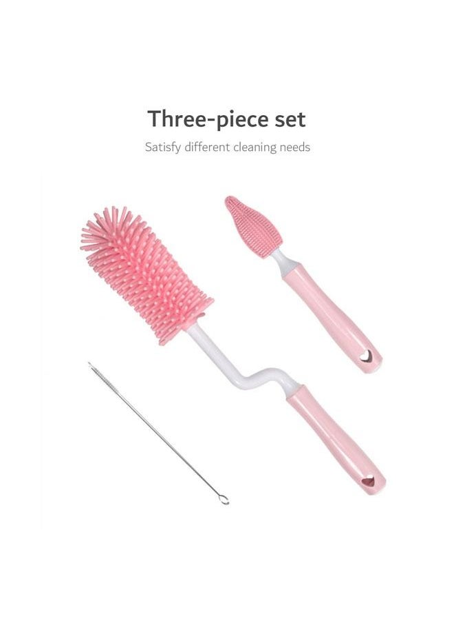 3pcs Bottle Brush 360-degree Rotary Pacifier Cup Cleaning Brushes Handheld Cleaner Brush Washing - Yellow