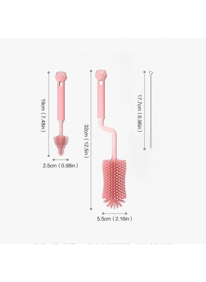 3pcs Bottle Brush 360-degree Rotary Pacifier Cup Cleaning Brushes Handheld Cleaner Brush Washing - Yellow
