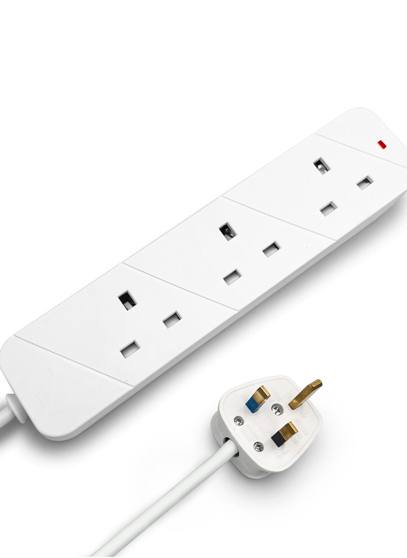 SAFETY - 3 Meters Extension Lead with Multiple Function UK Plug 3 Pin Socket Outlet with 3 Gang Port Electric Socket Mains Strip for Home Kitchen and Office - Image 1