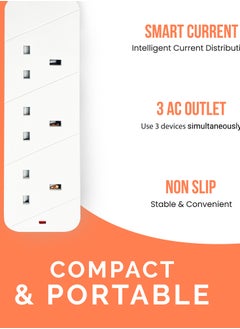 SAFETY 3 Meters Extension Lead with Multiple Function UK Plug 3 Pin Socket Outlet with 3 Gang Port Electric Socket Mains Strip for Home Kitchen and Office  - Image 2
