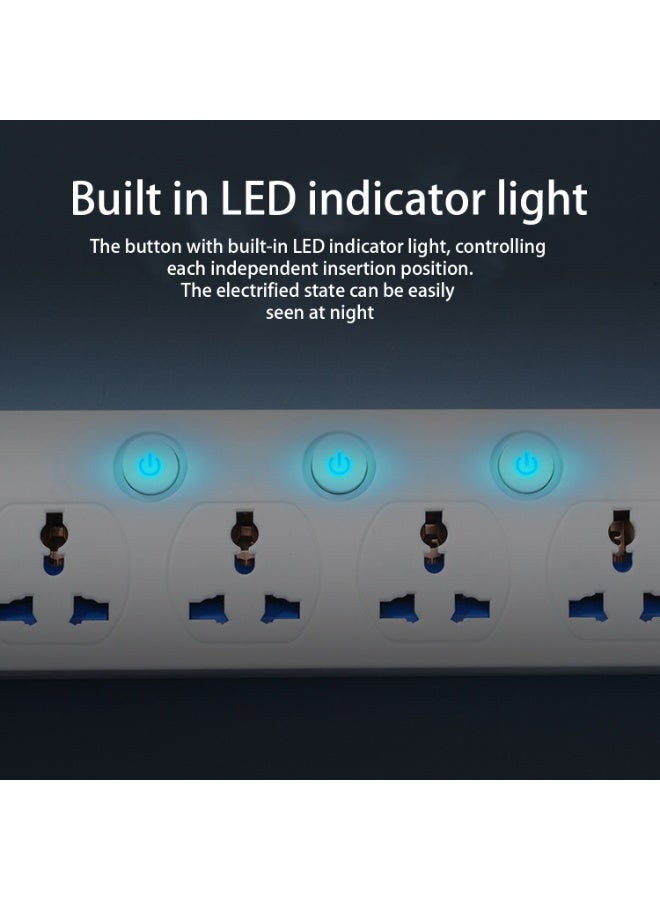 إيلونسي توصيلة كهرباء 4 مخارج و 3 منافذ يوايس بى 3 متر , سلك تمديد طاقة عالمي بطول 3 متر مع 4 مقابس طاقة و3 منافذ USB - Image 3