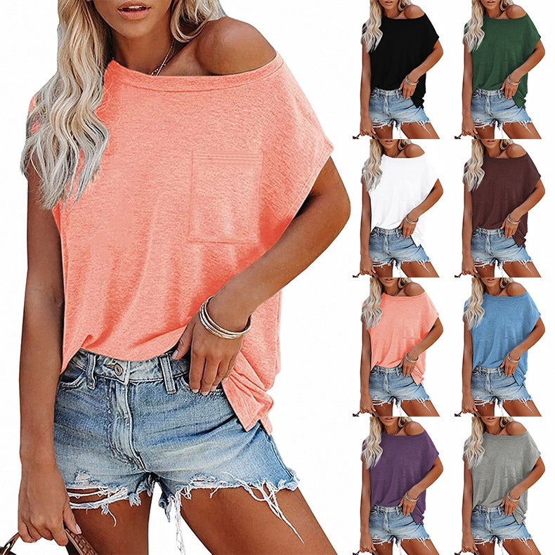 2021 European and American popular women's loose-fitting pullover urban casual round neck short-sleeved solid color t-shirt white S - Image 2