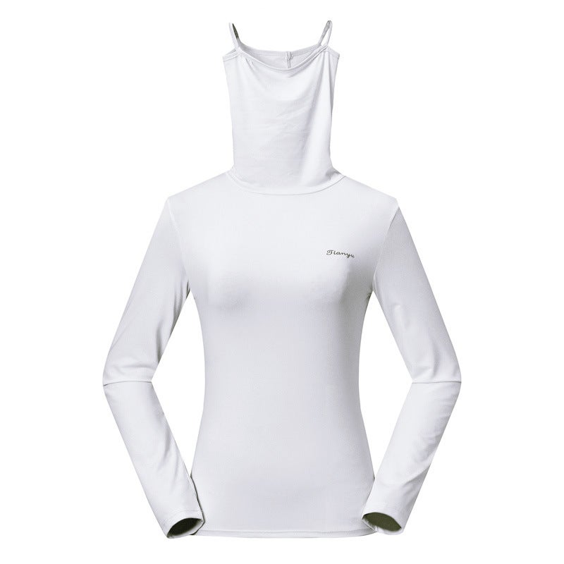 Ladies High-Neck Golf Sun-Protection Ice-Silk Top Black  - Image 2