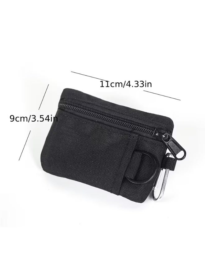شنطة نقدية صغيرة لحمل العملات ومفاتيح، شنطة تخزين رياضية بتصميم عادي من النايلون ذات المزلقة، مادة البوليستر، محمل بطاقات معلق صغير - Image 3