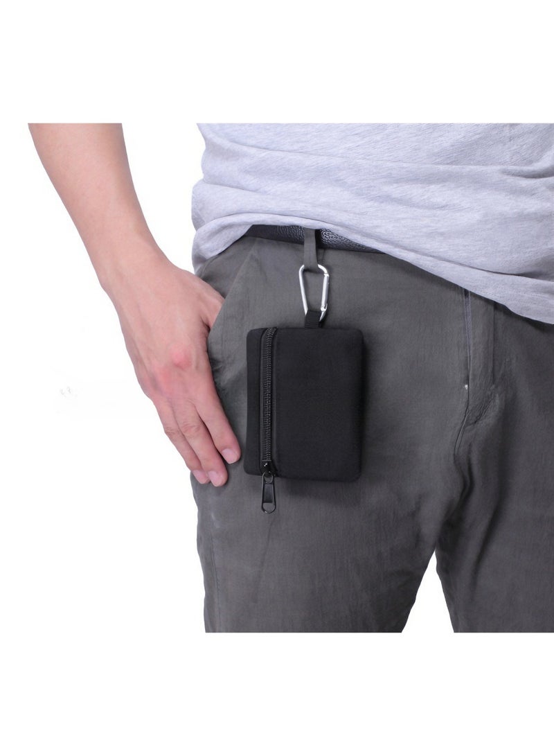 شنطة نقدية صغيرة لحمل العملات ومفاتيح، شنطة تخزين رياضية بتصميم عادي من النايلون ذات المزلقة، مادة البوليستر، محمل بطاقات معلق صغير - Image 4