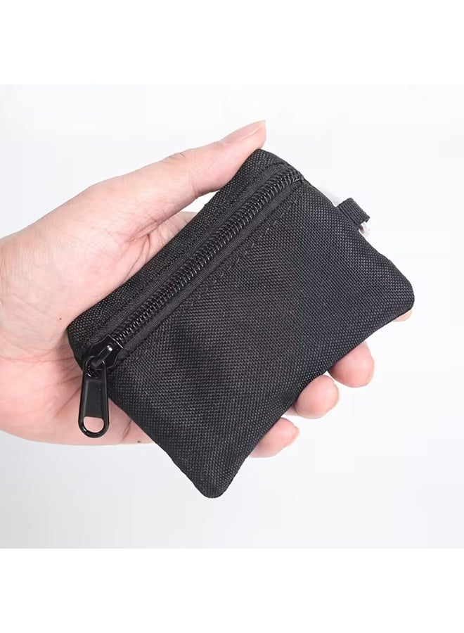 شنطة نقدية صغيرة لحمل العملات ومفاتيح، شنطة تخزين رياضية بتصميم عادي من النايلون ذات المزلقة، مادة البوليستر، محمل بطاقات معلق صغير - Image 1