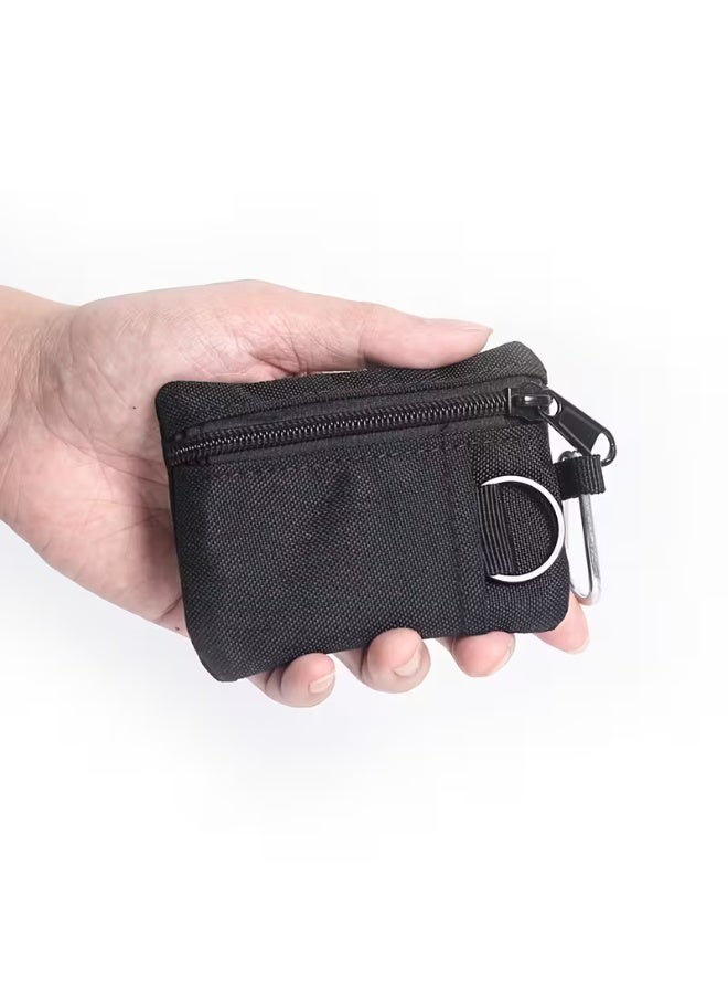 شنطة نقدية صغيرة لحمل العملات ومفاتيح، شنطة تخزين رياضية بتصميم عادي من النايلون ذات المزلقة، مادة البوليستر، محمل بطاقات معلق صغير - Image 5