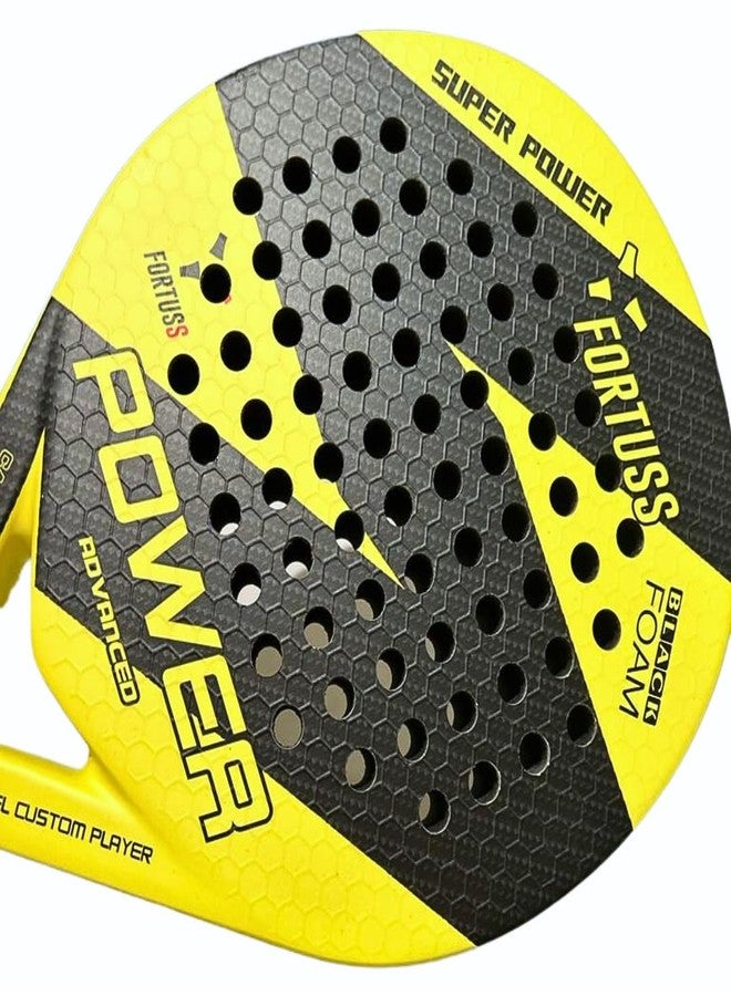 FORTUSS Padel Tennis Racket - Full Carbon Fiber - 3D Hexagon Surface with Light EVA Memory Flex Foam Core - Padel Racquet - Round Shape Paddle Racket with Bag Included (Yellow) - Image 3