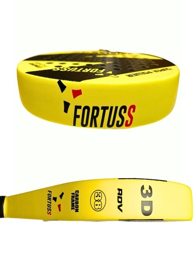 FORTUSS Padel Tennis Racket - Full Carbon Fiber - 3D Hexagon Surface with Light EVA Memory Flex Foam Core - Padel Racquet - Round Shape Paddle Racket with Bag Included (Yellow) - Image 4