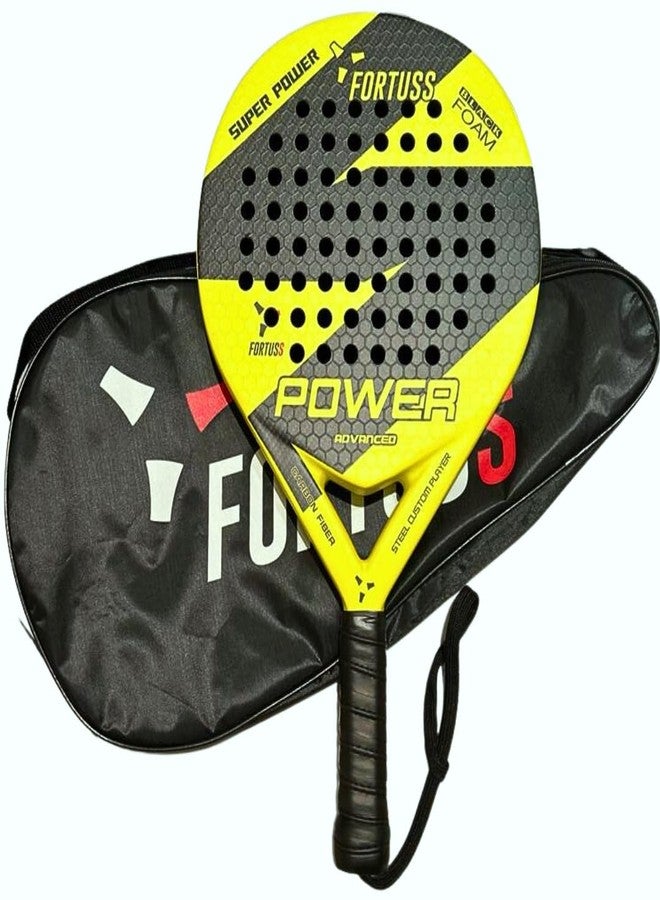 FORTUSS Padel Tennis Racket - Full Carbon Fiber - 3D Hexagon Surface with Light EVA Memory Flex Foam Core - Padel Racquet - Round Shape Paddle Racket with Bag Included (Yellow) - Image 2
