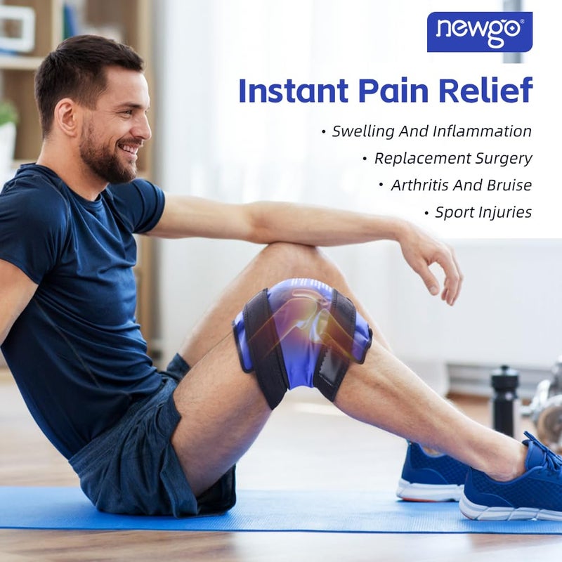 NEWGO Ice Pack for Knee Injuries Reusable, Knee Ice Pack Wrap Around Entire Knees for Replacement Surgery Recovery, Gel Cold Pack Wrap for Meniscus Tear, ACL, Swelling Pain Relief - Blue - Image 2
