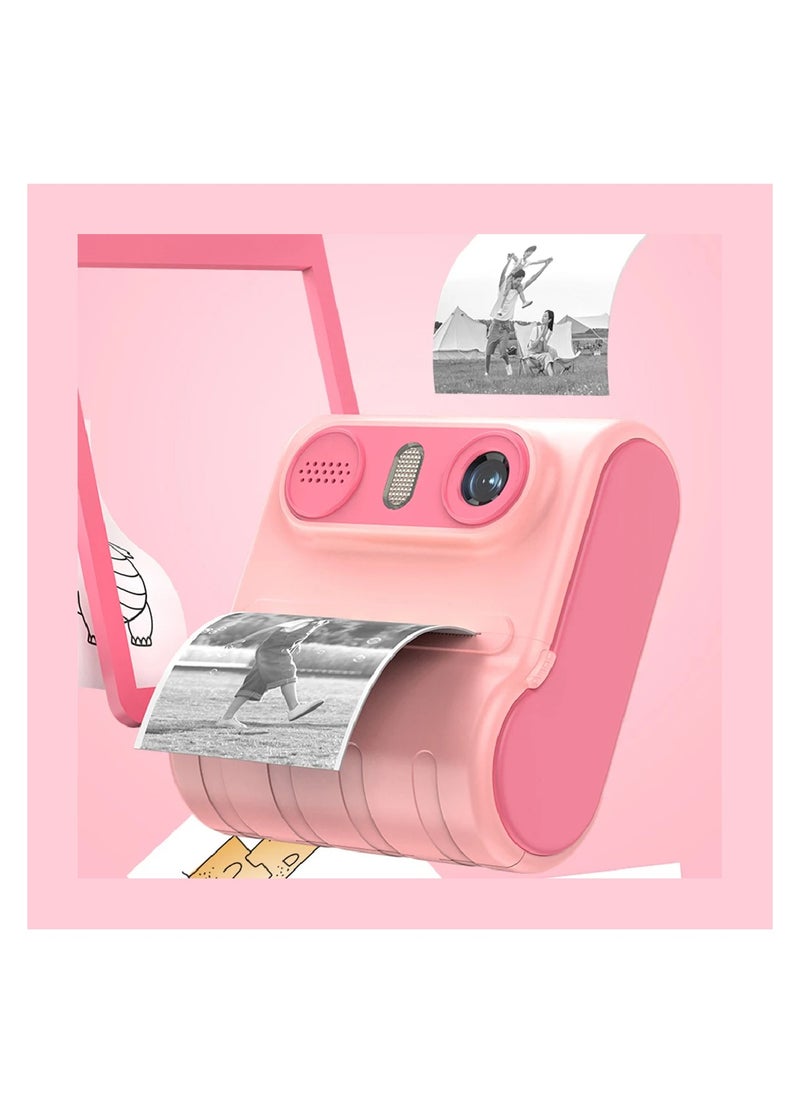 DIGI CORE Digital Camera For Kids 46MP Kids Camera With 32GB SD Card Full HD 1080P Cameras Mini Kids Camera With Instant Print Thermal Printer With 3 Thermal Rolls 2.4Inch Eye Protect Screen With Speaker Pink  - Image 2