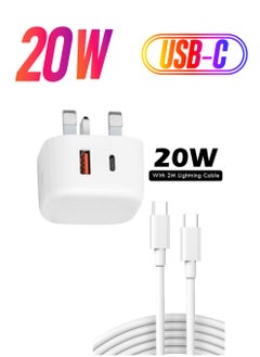 Theodor Fast Charger Plug, 20W USB C Fast Charger with 2M Cable for iPhone 15/ Samsung/ OnePlus/ Vivo/ Oppo Etc. USBC PD Wall Charging Plug UK Type C Power Adapter and 6FT Cord  - Image 1