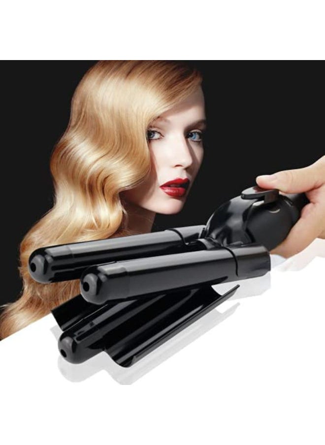 SHOPI 3 Barrel Curling Iron Wand Hair curler hair wave hair iron Ceramic Tourmaline Triple Barrels, Dual Voltage Crimp  - Image 1