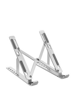 Aluminium Portable Laptop Stand,with Adjustable Height,Ventilated Foldable Lapdesk Notebook Stand with Carry Pouch for Laptops,MacBooks,Tablets and Books (Silver)