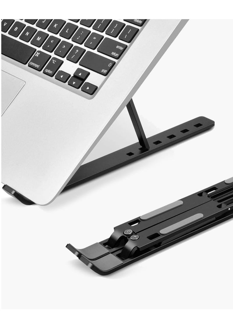 Generic - Aluminium Portable Laptop Stand,with Adjustable Height,Ventilated Foldable Lapdesk Notebook Stand with Carry Pouch for Laptops,MacBooks,Tablets and Books (Silver) - Image 1