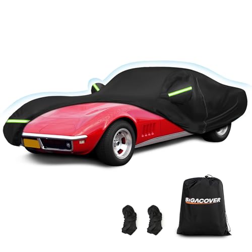 BIGACOVER for C3 Corvette Car Cover Waterproof, Sun Heat Protection Outdoor Full Car Covers with Driver Side Zipper Windproof Heavy Duty All Weather Fit for C3 1968-1982 Chevy Corvette,Not for Rear Wing - Image 1